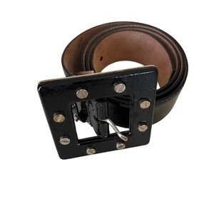 Vintage Dolce & Gabbana Black Leather Belt with Studded Buckle